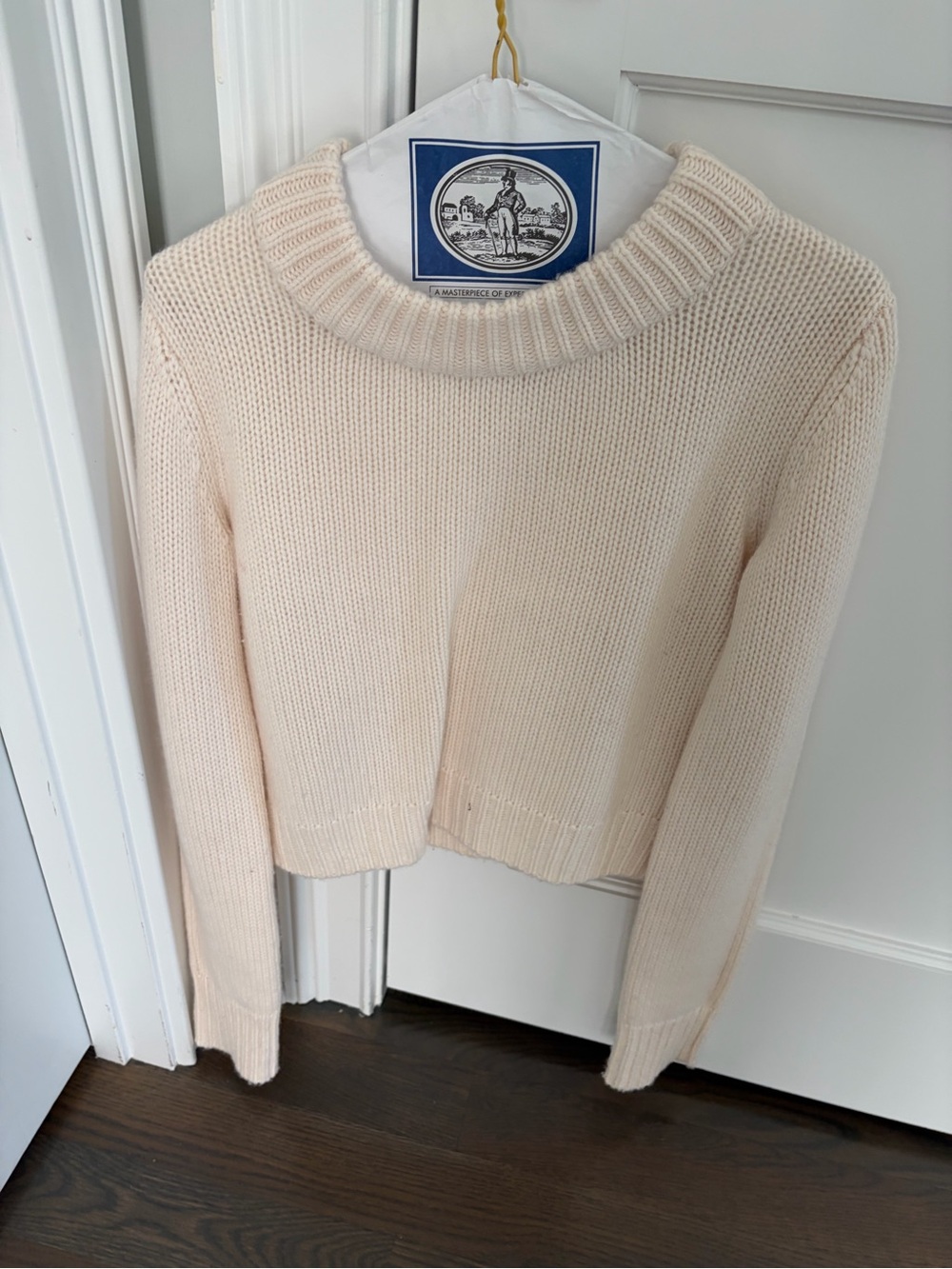 La Ligne Cropped Cream Crewneck Sweater